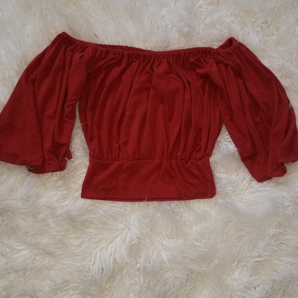 Off Shoulder Cropped Shirt